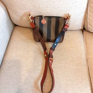 Fendi Black and Brown Striped Crossbody Bag